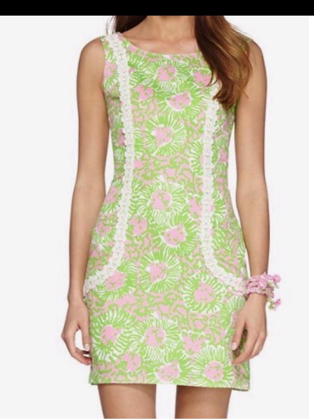 Lilly Pulitzer Liz Shift Dress in Sunnyside Lions Pink & Green Like New
